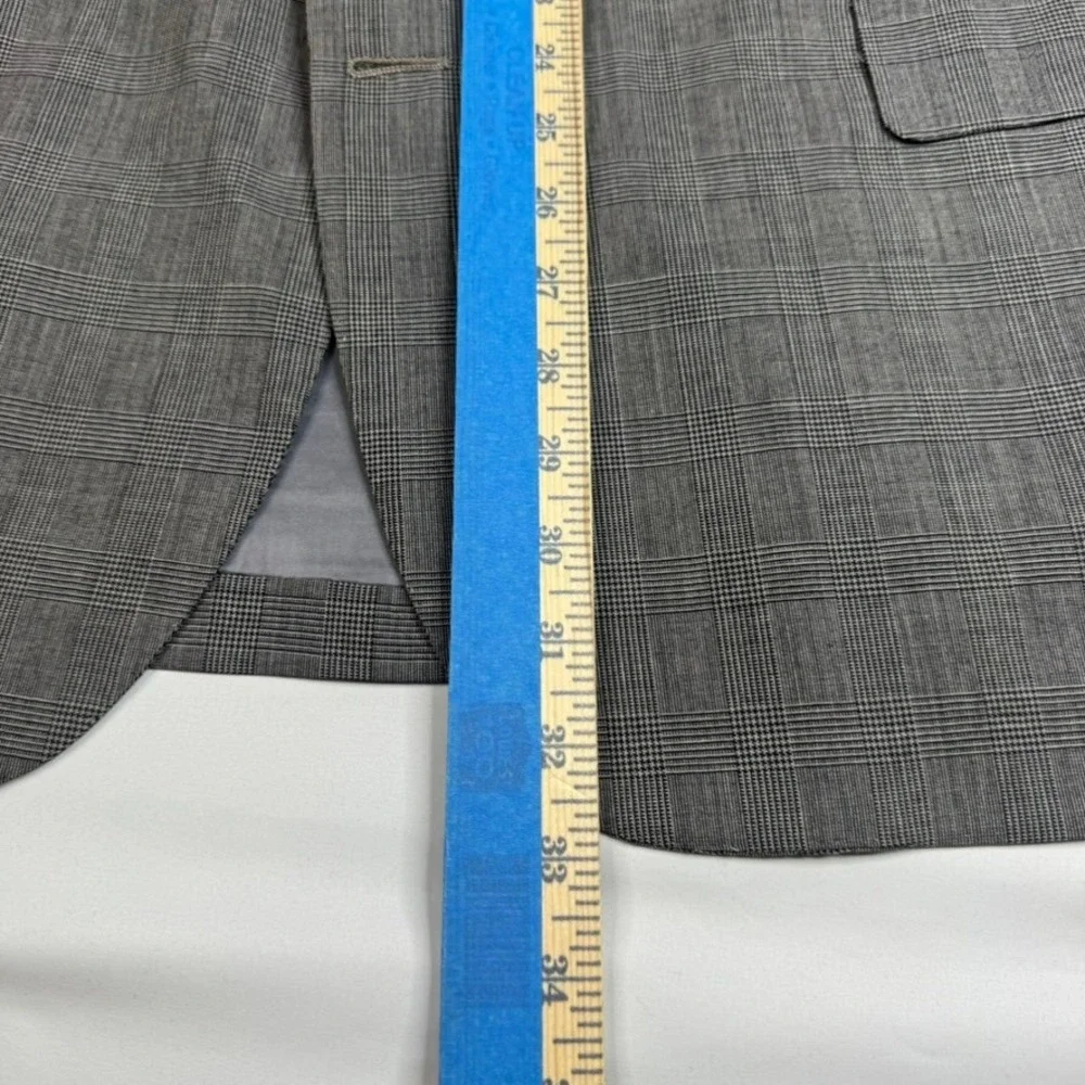 Oxxford Clothes Exmoor‎ Blazer Mens 46R Grey Glen Plaid Super 100s Wool
